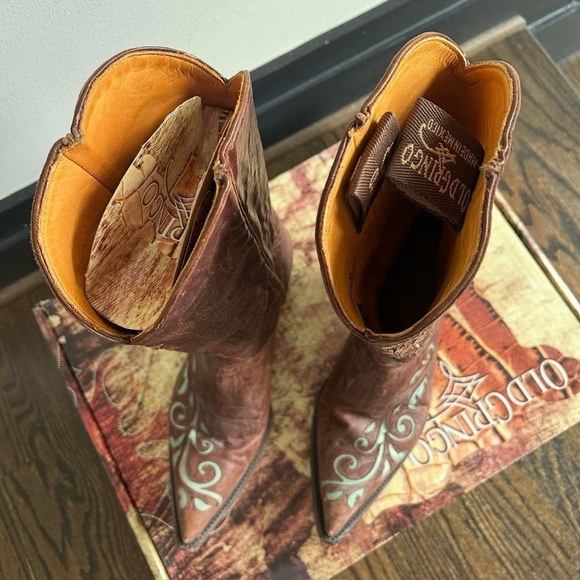 Brown Leather Cowboy Boots with Embroidery - Picture 3 of 4